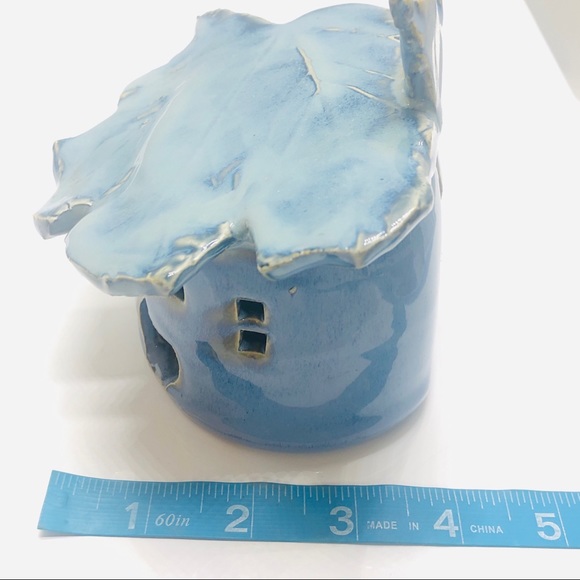 Wardell Pottery Leaf Spirit House Blue Glaze Fairy Soul Yard Art Sculpture - Picture 11 of 12